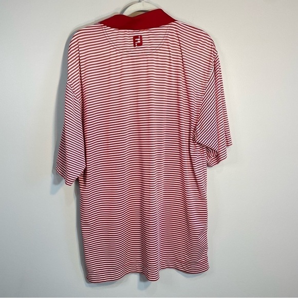 FootJoy ProDry Lisle Red White Striped Short Sleeve Polo Shirt Size Mens Medium - Picture 2 of 7